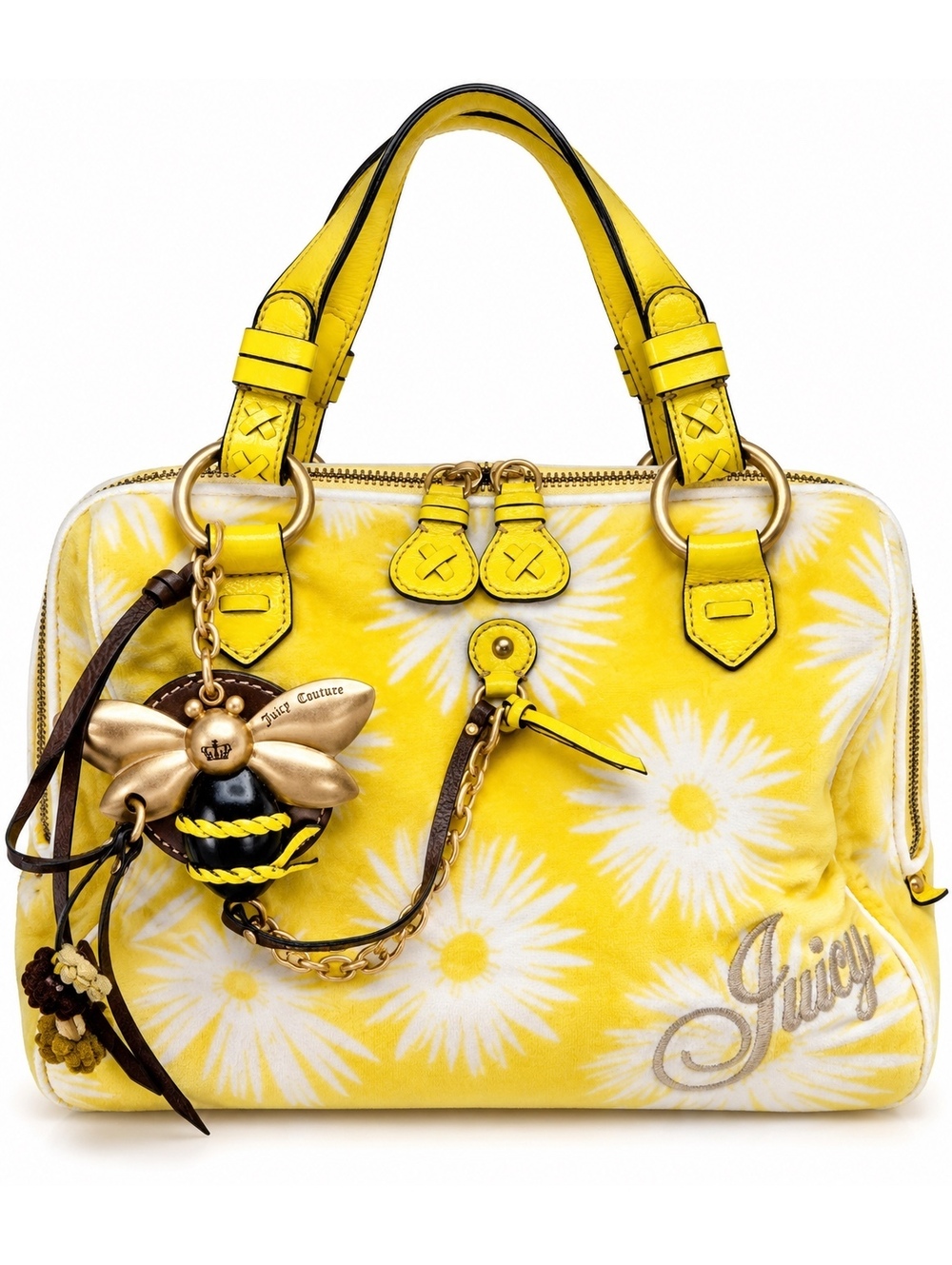 Juicy Couture Vintage Y2K Daisy Velour Bag Rare Bumblebee Charm